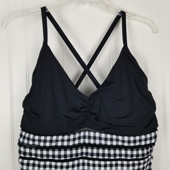 Seafolly Womens One Piece Swimsuit Size 16 Black White Checks Cutouts Underwire - Picture 5 of 7